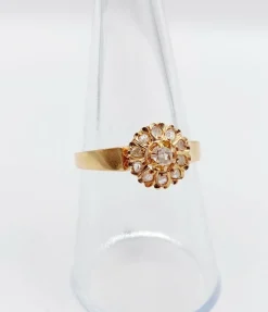 Bague marguerite or rose, diamant taille rose (circa 1900)