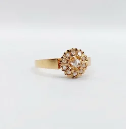 Bague marguerite or rose, diamant taille rose (circa 1900)