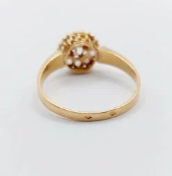 Bague marguerite or rose, diamant taille rose (circa 1900)