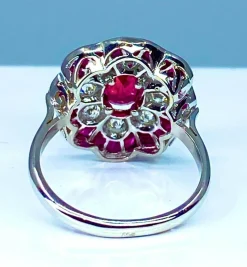 Bague marguerite Or Rubis Diamants