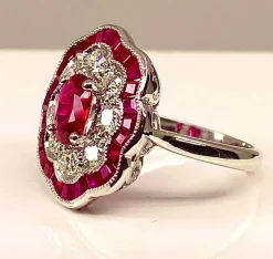 Bague marguerite Or Rubis Diamants