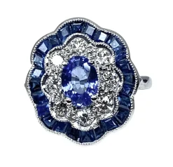 Bague marguerite Or Saphirs Diamants
