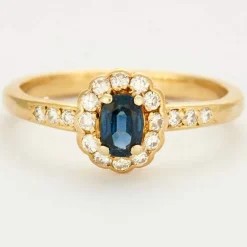 Bague marguerite or saphir et diamants