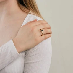 Bague marguerite or saphir et diamants