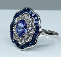 Bague marguerite Or Saphirs Diamants