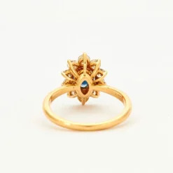 Bague Marguerite Or Saphir Bleu Diamant
