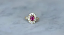 Bague Marguerite Ovale Rubis et Diamants