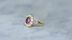 Bague Marguerite Ovale Rubis et Diamants