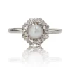 Bague marguerite perle et diamants