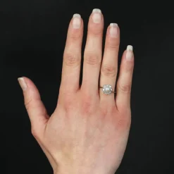 Bague marguerite perle et diamants