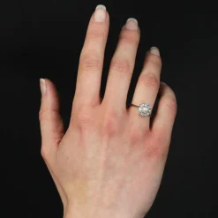 Bague marguerite perle et diamants