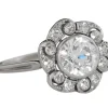 Bague marguerite platine et brillant Art Déco