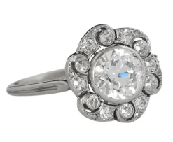 Bague marguerite platine et brillant Art Déco