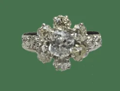 Bague marguerite platine et diamants