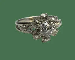 Bague marguerite platine et diamants