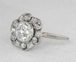 Bague marguerite platine et brillant Art Déco