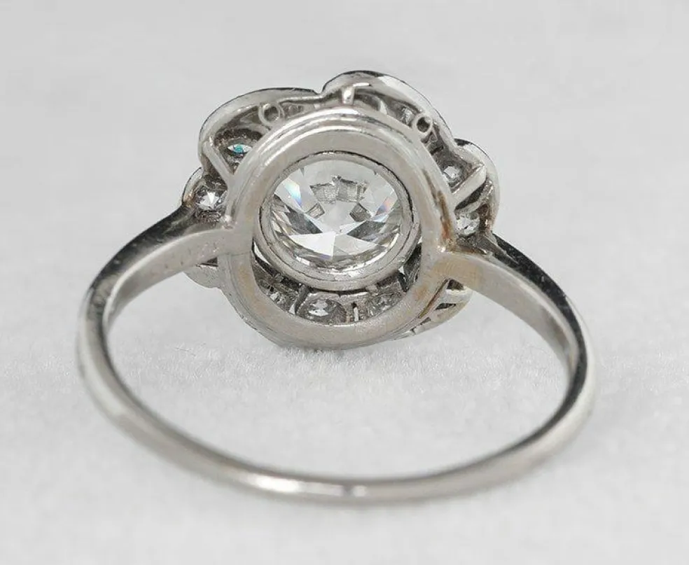 Bague marguerite platine et brillant Art Déco