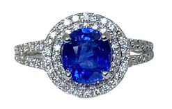 Bague marguerite ronde saphir et diamants