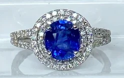 Bague marguerite ronde saphir et diamants