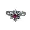 Bague marguerite rubis diamants