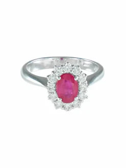 BAGUE MARGUERITE RUBIS DIAMANTS