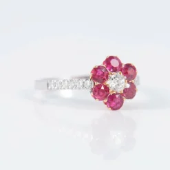 Bague Marguerite Rubis Diamants