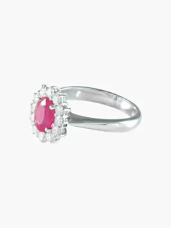 BAGUE MARGUERITE RUBIS DIAMANTS