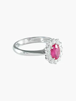 BAGUE MARGUERITE RUBIS DIAMANTS