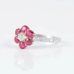 Bague Marguerite Rubis Diamants