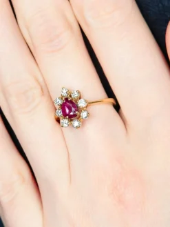 Bague Marguerite Rubis et Diamants