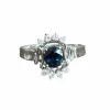 Bague marguerite saphir diamants