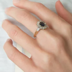 Bague Marguerite Saphir Diamants