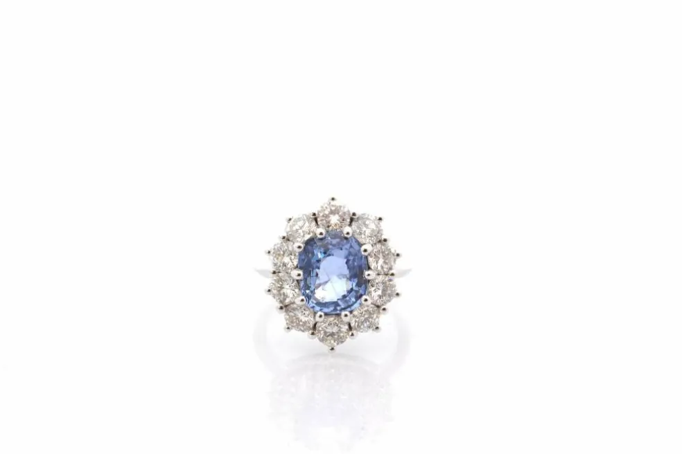 Bague marguerite saphir de 4,05cts