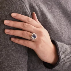 Bague Marguerite Saphir Diamants