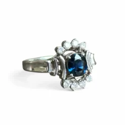 Bague marguerite saphir diamants