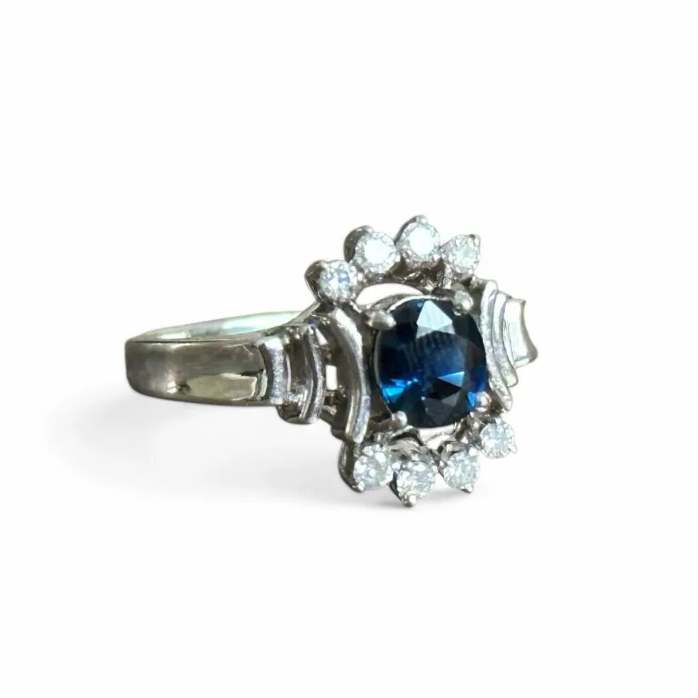 Bague marguerite saphir diamants