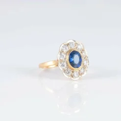 Bague Marguerite Saphir Diamants