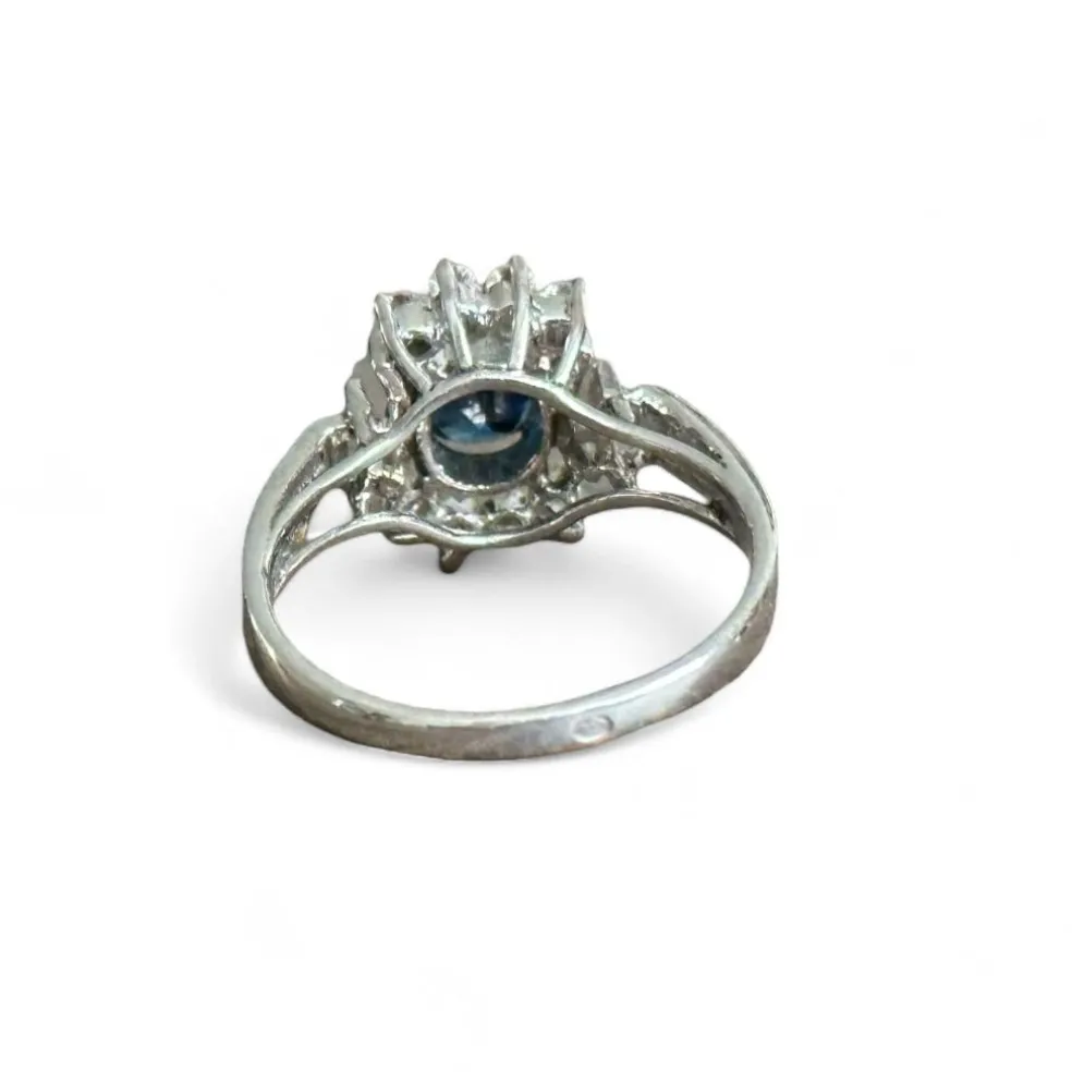 Bague marguerite saphir diamants