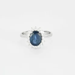 Bague marguerite saphir diamants