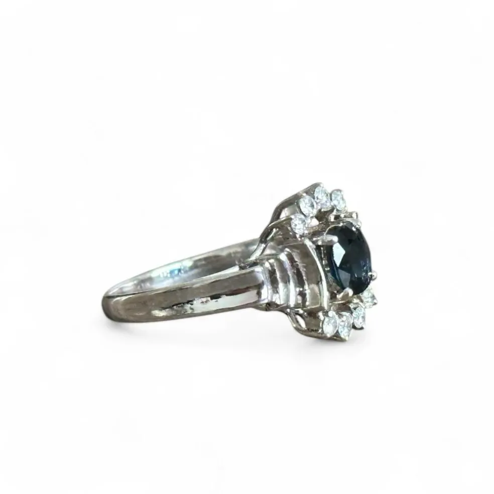 Bague marguerite saphir diamants