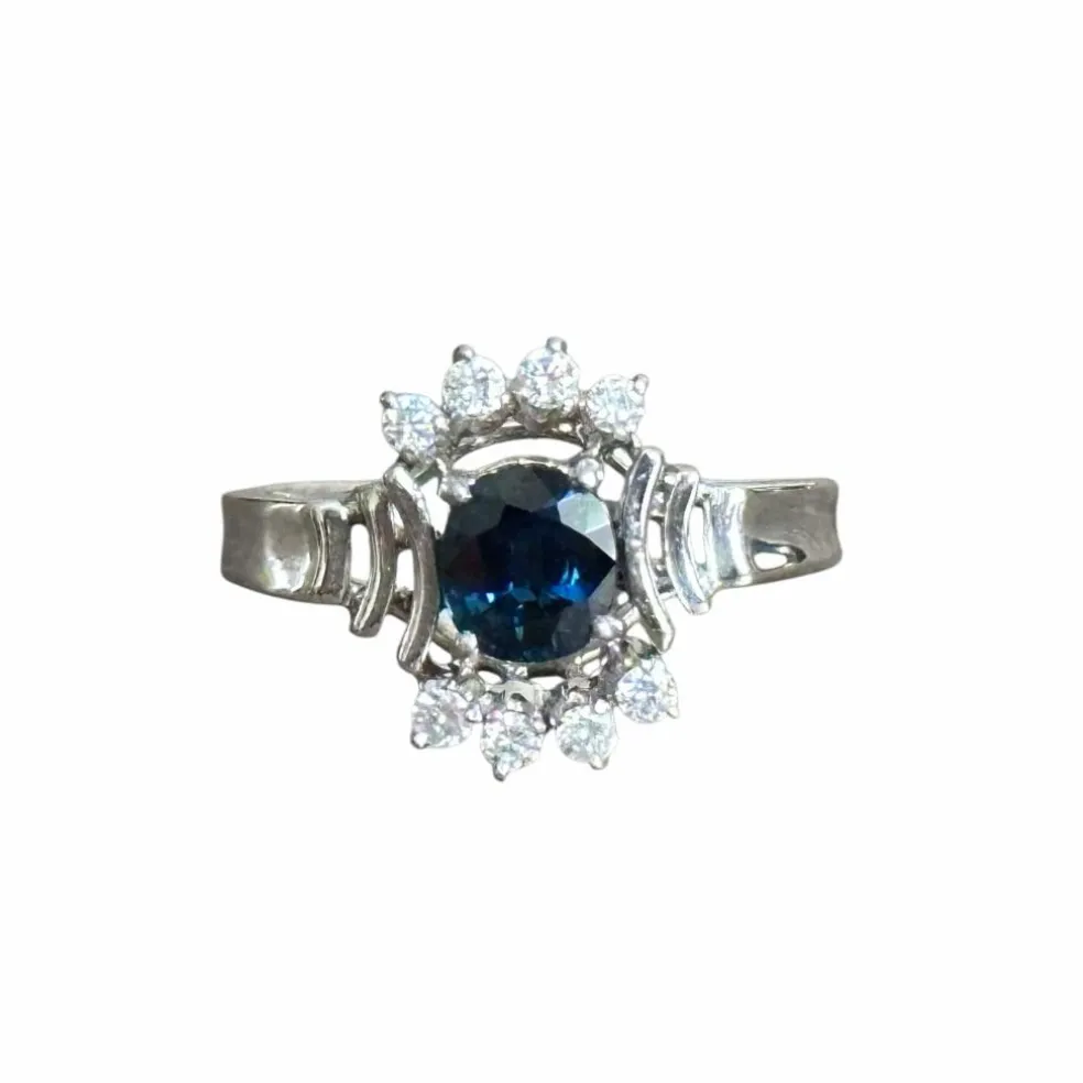 Bague marguerite saphir diamants