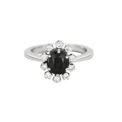 Bague marguerite saphir et diamants