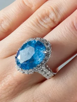 Bague Marguerite Saphir et Diamants