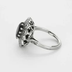 Bague marguerite, saphir et diamants