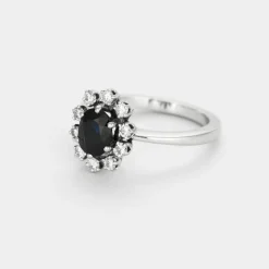 Bague marguerite saphir et diamants
