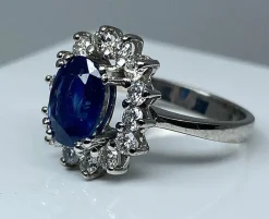 Bague marguerite saphir et diamants