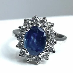 Bague marguerite saphir et diamants