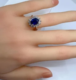 Bague marguerite saphir et diamants