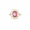 Bague marguerite saphir rose en or jaune et platine
