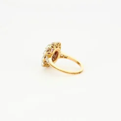 Bague marguerite saphir rose en or jaune et platine